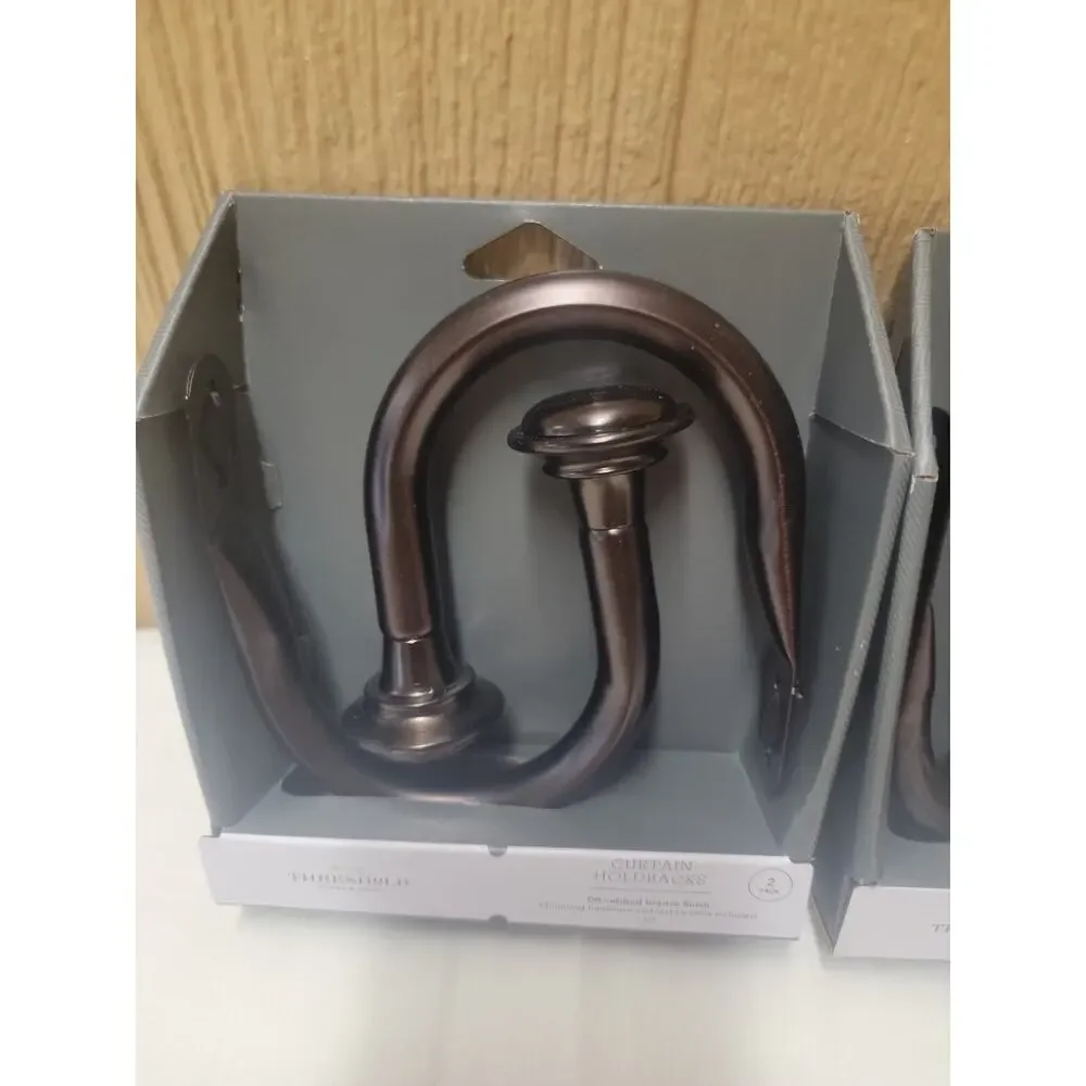 Set of 2 Threshold Decorative Drapery Holdbacks Oil Rubbed Bronze Finish 2 Sets